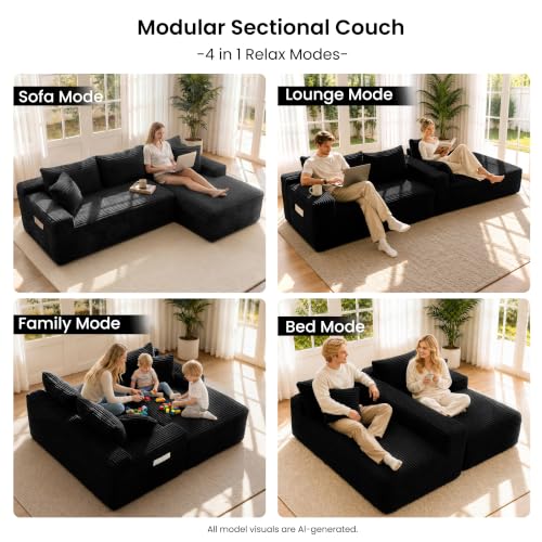 95" Modular Sectional Sofa, Boneless Chaise L-Shaped Couch for Living Room - image 3