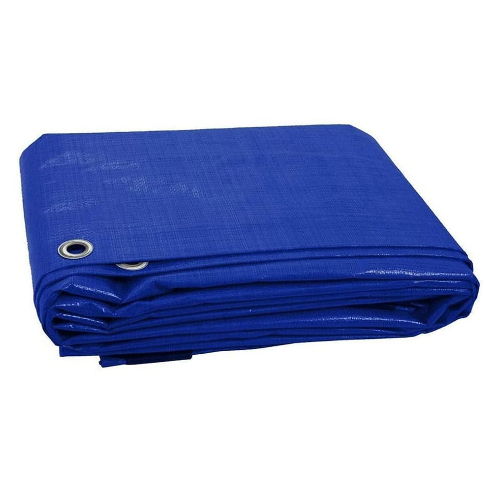 Kav Blue Universal Multi-Purpose 120 Gsm Tarpaulin Waterproof Heavy Duty Premium Cover Tarp With Eyelets Large Ground Sheet In For Garden Furniture, Pool, Car, Truck - 18X24 Ft (5.5X7.3 M)