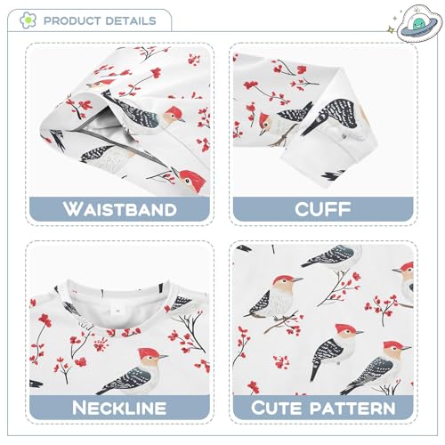 JUNZAN Beauty Red-bellied Woodpecker Birds White Big Boys Hooded Sweatshirt Crewneck Kids Hoodies Boys Party 4T3