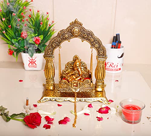 Image of KridayKraft Metal Laddu Gopal Palna,Krishna Jhula Metal Statue for Temple Pooja,Laddu Gopal Jhula,Decor Your Home &Religious Idol Gift Article,Showpiece Figurines,God Idol...