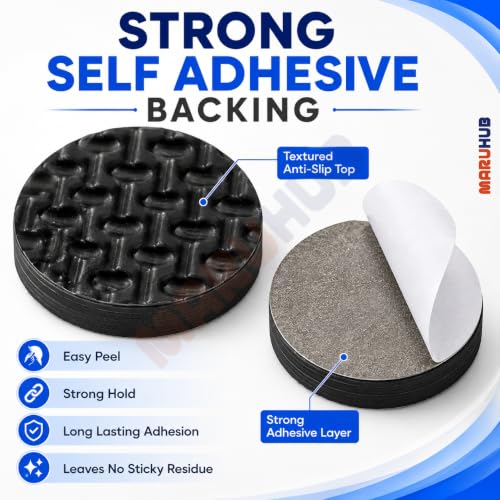 Image of MaruHub Chair Leg Floor Protectors 32 Pcs | Self Adhesive EVA Furniture Pads 1.8 cm Round | Furniture Rubber Pads | Anti Scratch | Anti Slip | Noise Reduction | Table Sofa Cabinet Bed Protectors
