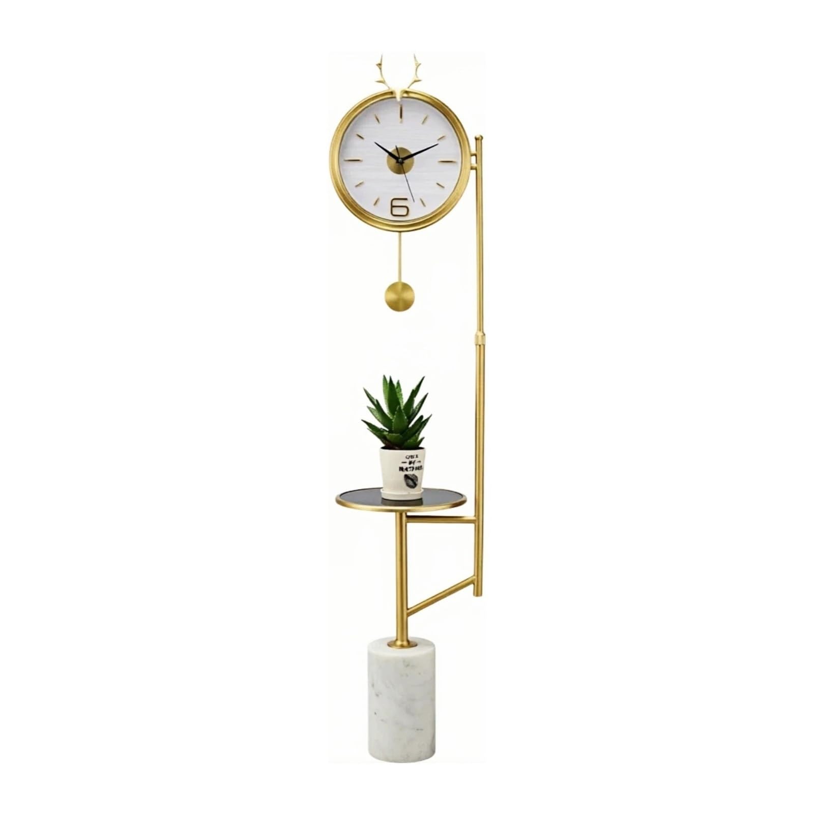 WANGHAI-666 Grandfather Clocks Metal Floor Clock Pendulum Silent Nordic for Living Room and Office(White)