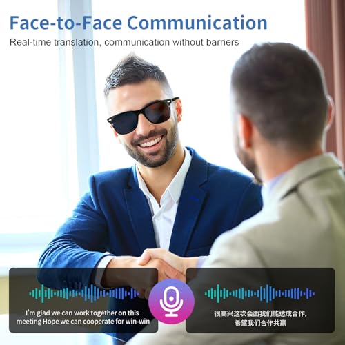 Image of GenXenon AI Translation Glasses with 160+ Languages Real-Time Translation, Bluetooth Audio Smart Glasses for Women & Men, UV400 Polarized Lenses, Hands-Free Calling, AI Smart Sunglasses