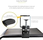 StarTech.com Under-Desk Keyboard Tray, Clamp-on Ergonomic Keyboard Holder, Up to 12kg (26.5lb), Sliding Keyboard and Mouse Drawer with C-Clamps, Height Adjustable Keyboard Tray (Keyboard-Tray-CLAMP1) | Clamp-on Ergonomic Keyboard Holder, Up to 12kg (