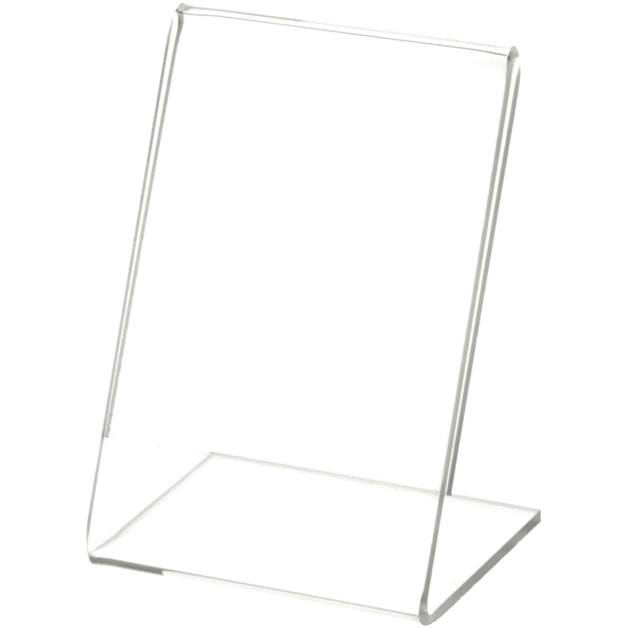 Plymor Clear Acrylic Sign Display / Literature Holder (Angled), 2.5" W x 3.5" H (2 Pack)