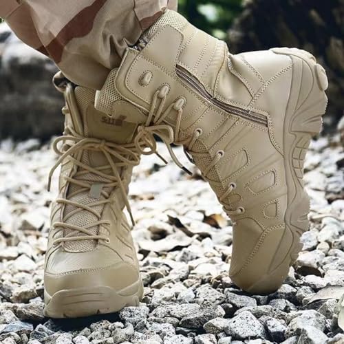 Men's Military Tactical Work Boots Side Zipper Lightweight Motorcycle Combat Booties Army Jungle Work Outdoor Motorcycle Boots3