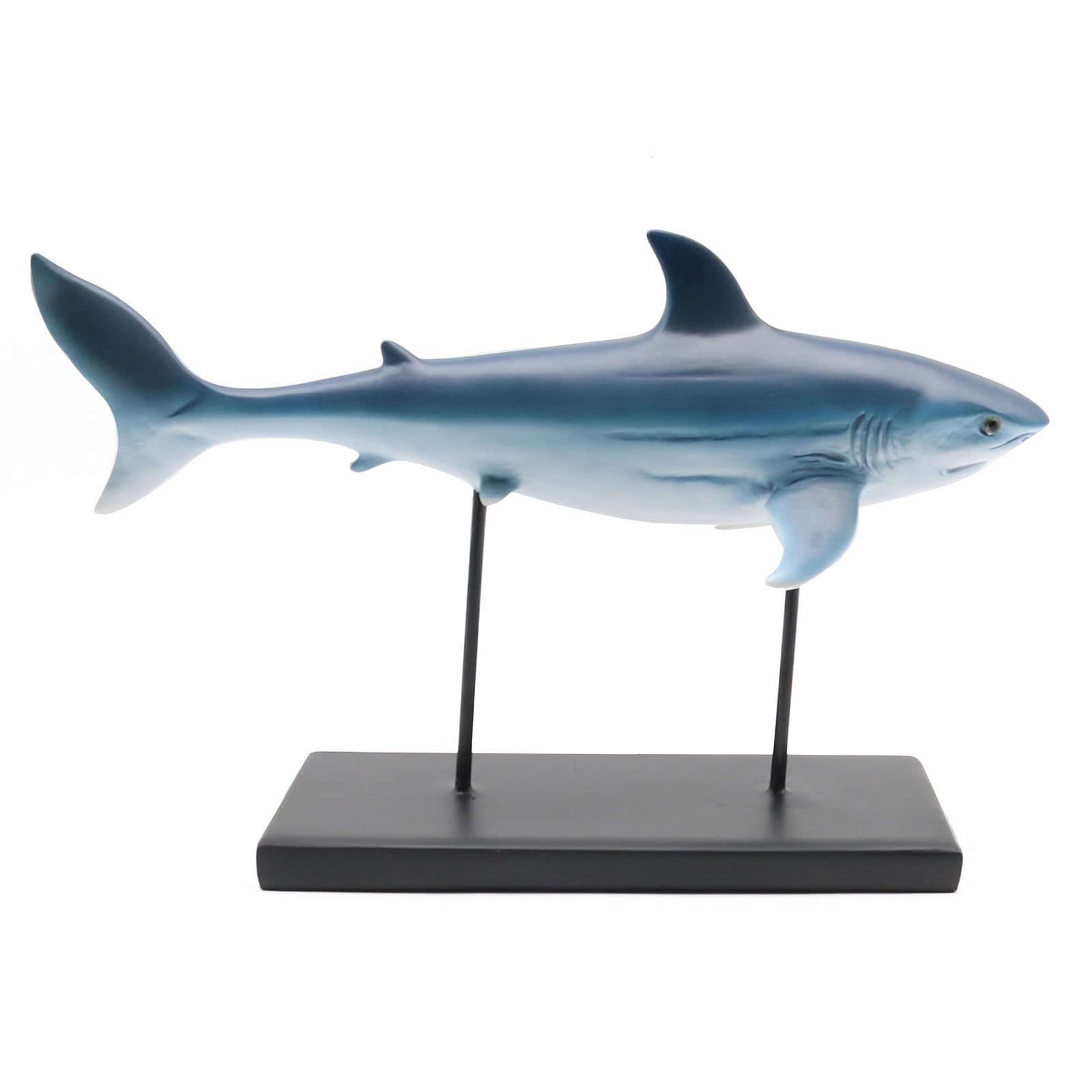 Shark Statues and Sculptures Decor, Ocean Sea Animal Figurines, Modern Decoration for Office Living Room Porch, Gifts for Shark Lovers, Resin (Blue)