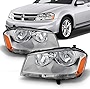 AKKON - For Dodge Avenger OE Replacement Chrome Bezel Headlights Driver/Passenger Head Lamps Pair New
