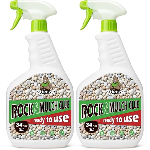 GoRezn Mulch Glue for Landscaping with Sprayer 68 OZ, Rock Glue for Landscaping,Landscape Spray for Rocks Pea Gravel, Pebbles, Wood, Bark, Ready to Use, Long‑Lasting, Anti‑Clog, Garden & Yard