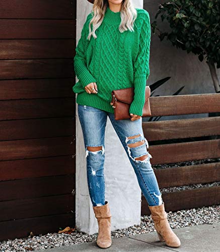 Saodimallsu Suéter feminino grande grosso solto morcego manga longa despojado tricô pulôver pulôver