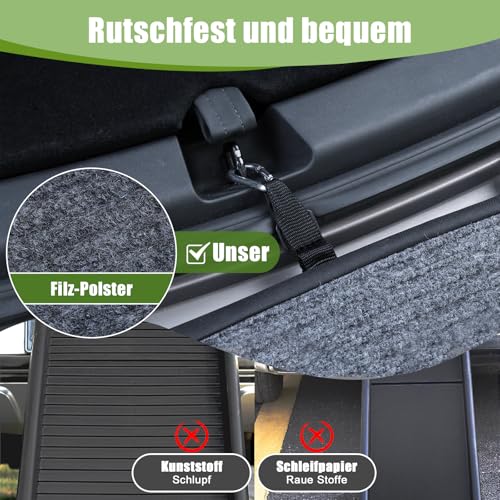 SMONTER 180cm Extra Long Hunderampe Auto klappbar mit High Traction Teppichoberfläch, einstiegshilfe Hunderampe für Autos, LKWs und SUV Stabil Rampe Hund für Große Und Mittel Hunde, Schwarz