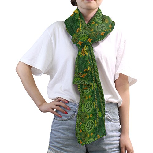 ALAZA Ethnic Green St Patrick Day Shamrocks Sheer Scarves Shawl Wrap Women Infinity Oblong Chiffon Scarf for Outdoor3