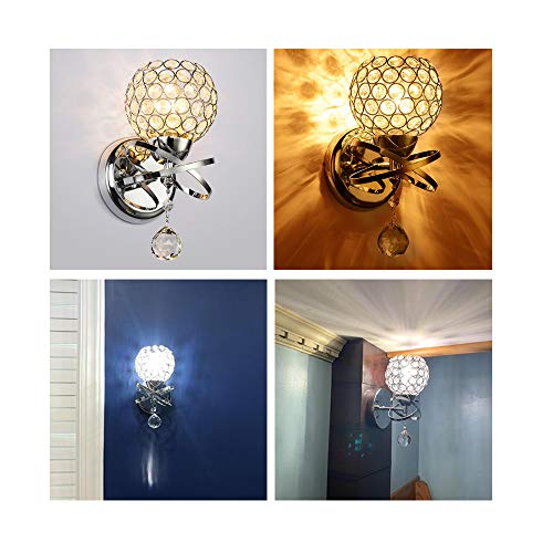 Ygapuzi Modern Crystal Wall Light Flush Mount Wall Sconces Lamps Chrome Finish Bedside Lighting Fixture With E27 Socket, For Living Room Bathroom Bedroom And Hallway (Plug In) #TOP5