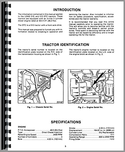 Operators Manual Long 510DTC 510 Tractor      Plastic Comb