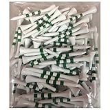 3 1/4' Wooden Golf Tees With Height Indication Stripes - Pack Of 100 (White W/Green Stripes)