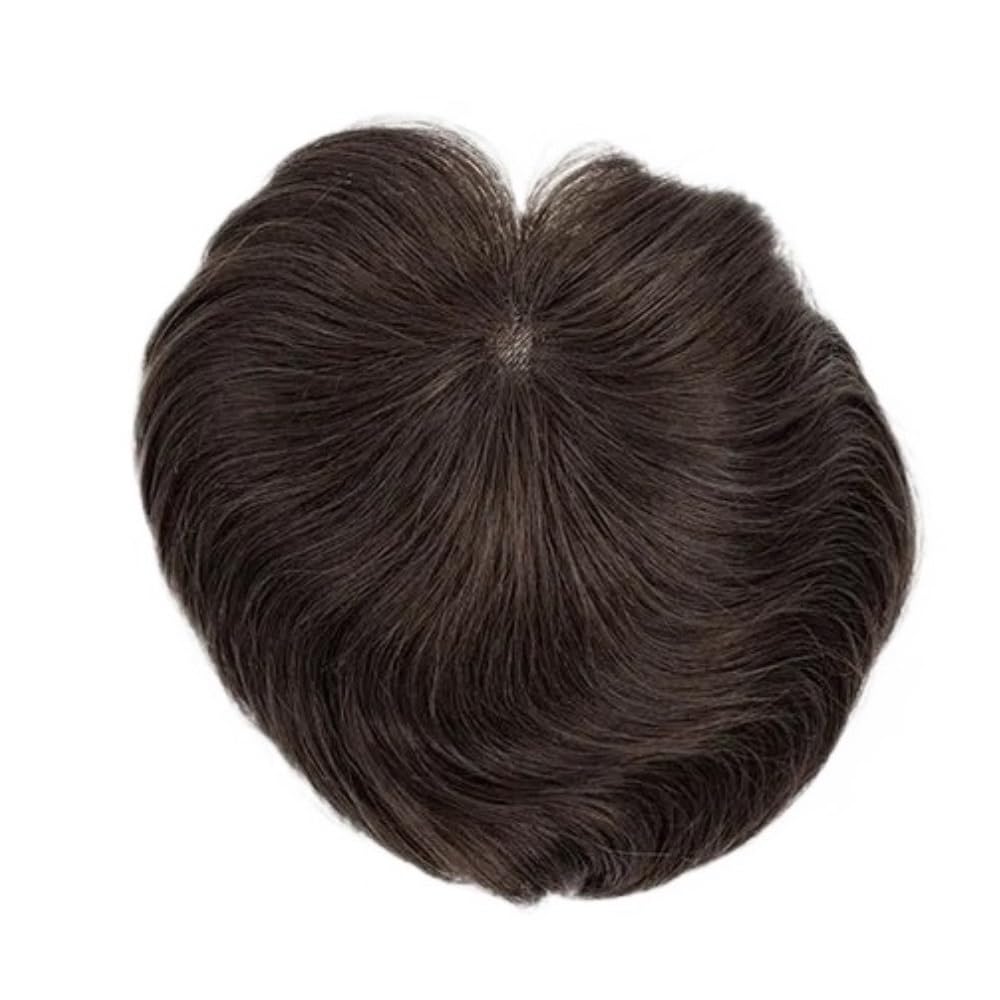Men's Toupee Parrucca Da Uomo Piccola 8x8 Cm, Veri Morbida Pelle Sottile, Sistema Di Sostituzione Dei Capelli for Uomo, for Lieve Perdita Di Capellis(Dark Brown)