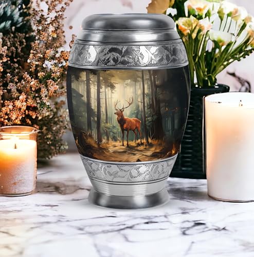 Image of Deer Urn - Small Cremation Urns for Human Ashes Adult Women - Decorative Urn for Funeral - Combo of 10 Inch & 3 Inch