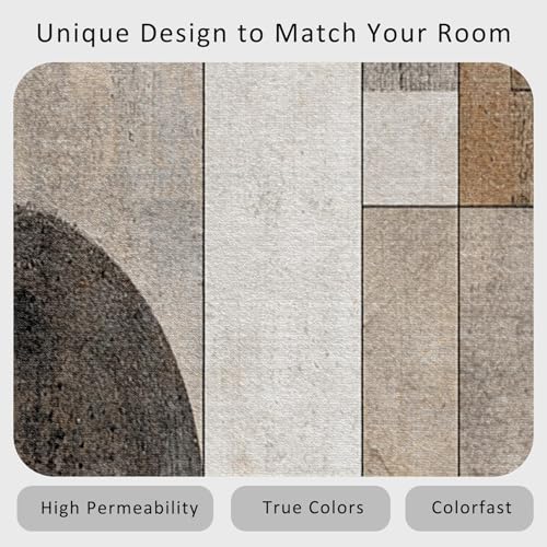 Tapis moderne géométrique marron et gris 170x250cm lavable vintage - 6