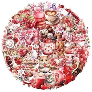 50 calcomanías transparentes de amor, vintage, San Valentín, impermeable, para álbumes de recortes, diario, álbum de fotos, collage de tarjetas, corazón, romántico, día de San Valentín, para