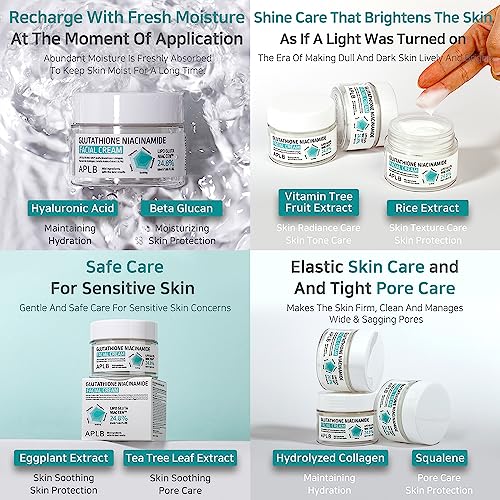 APLB Crema facial de glutatión niacinamida | Niac CEN™ Lipo Gluta 24.8% 1.86 onzas líquidas/cuidado de la piel coreano, hidratación profunda por niacinamida, elasticidad mejorada de la piel - imagen 8