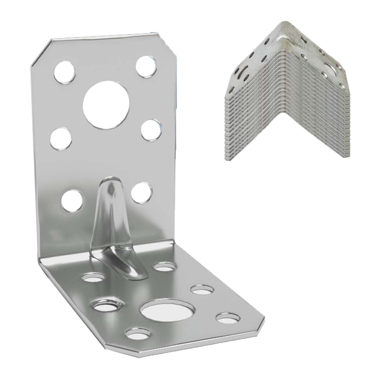 15 Pcs Corner Braces Brackets, Heavy Duty Angle Brackets, 50x50x35mm, 2mm Thick, Metal Steel Galvanised