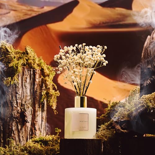 Image of COCORRINA Reed Diffuser - Moroccan Amber 6.7 Fl.oz Reed Diffuser Set with Sticks & Preserved Baby's Breath, Reed Diffuser for Home Bathroom Shelf Decor