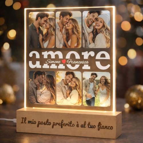 SBUGATTA Lampada Personalizzata con Foto e Nomi – Regalo Romantico Coppia...