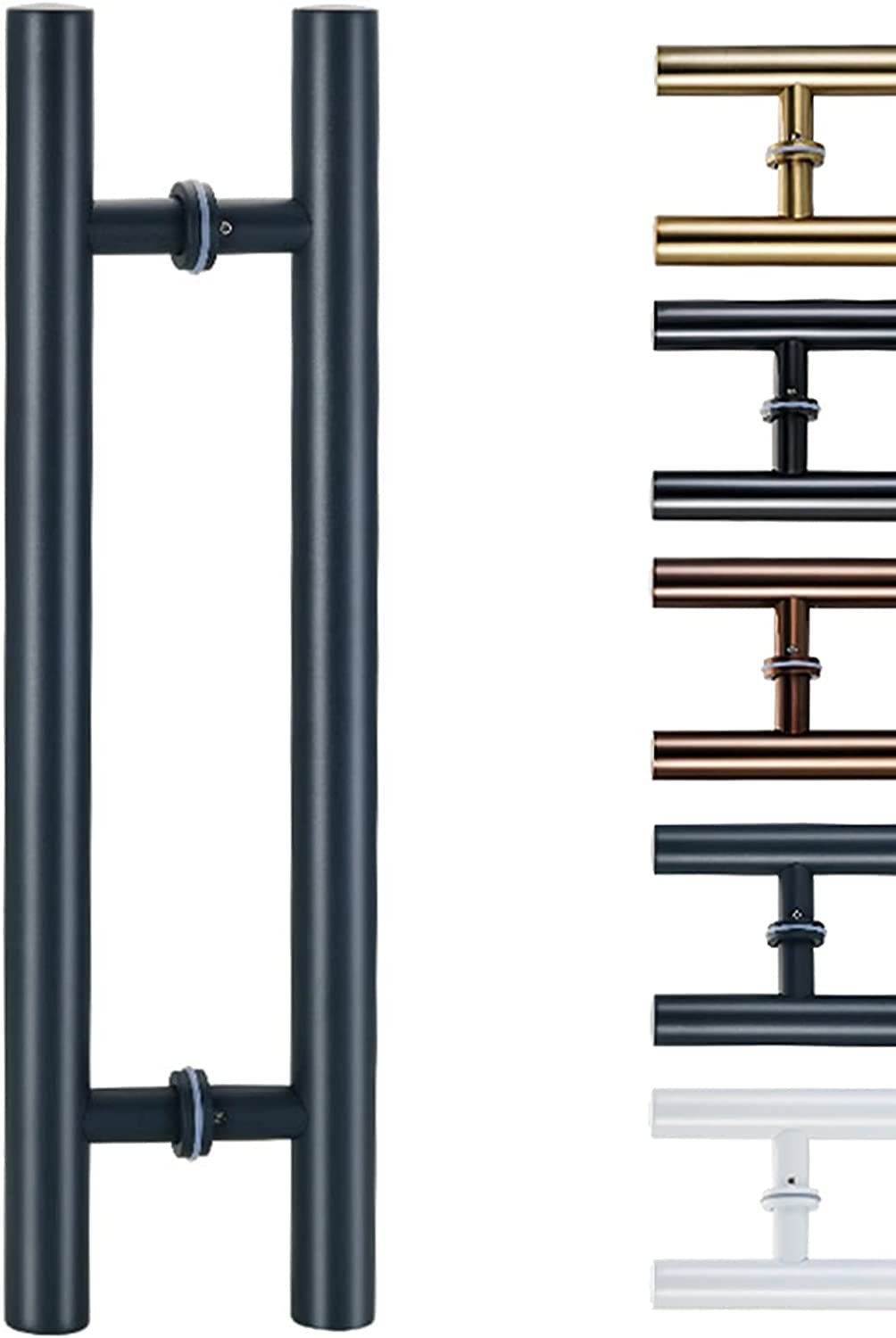 Poignée De Porte Moderne En H – 45 Cm, Offset, Barre Carrée, Finition Noire Mate, Inox