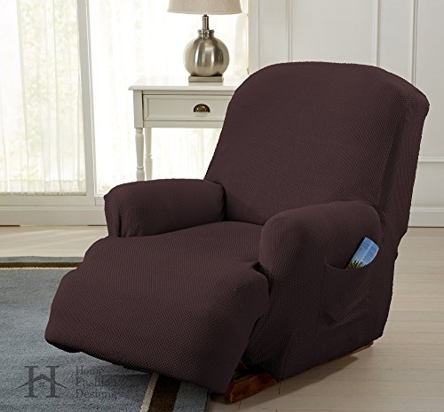 Home Fashion Designs Form Fit, Slip Resistant, Stylish Furniture Shield/Protector Featuring Lightweight Fabric. Savannah Collection Basic Strapless Slipcover Brand. (Recliner, Chocolate)