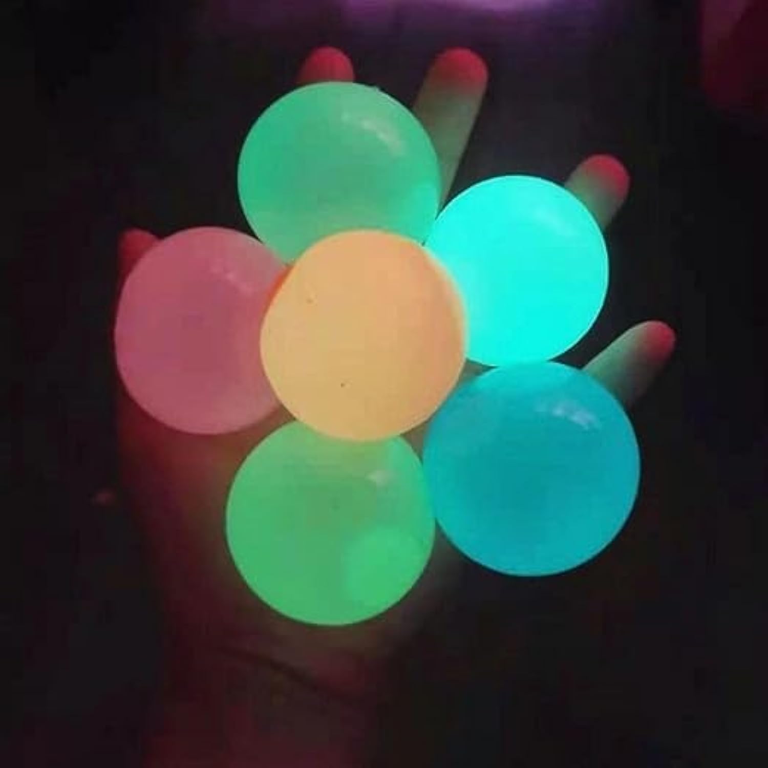 SEwaLL Adult/Child Stress Ball, Luminous Sticky Ceiling Ball, Stress Relief toy (6 sets)