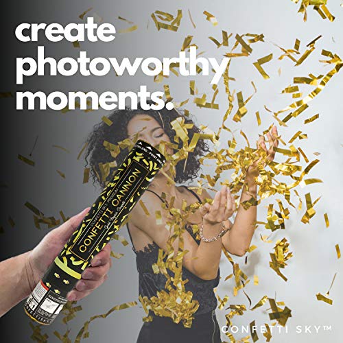 Image of Confetti Sky [6 Pack] 12 Inch Confetti Cannons | Gold Confetti Poppers for Wedding Celebration, Birthday Party, Pranks, Graduation, Christmas Eve and New Year Celebration