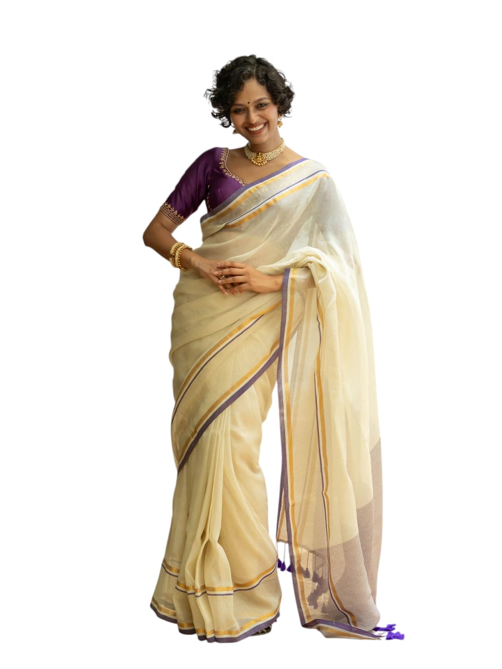 Basak Creation #18 New White Mul Cotton Handloom Saree-picture-13