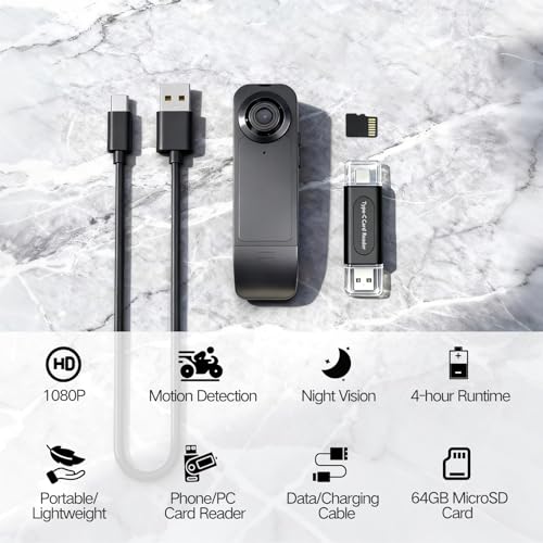 Heart Link Wearable Mini Body Camera with 64GB Micro SD Card, Night Vision - image 8