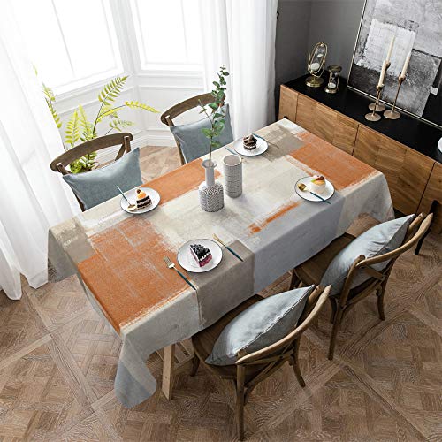 Orange Brown Gray Beige Tablecloth Waterproof Oil-Proof Tablecloths, Abstract Oil Painting Texture Outdoor Table Cloth Dining Table Cover For Kitchen Party Holidays Rectangle Tablecloth 52X70 Inch #TOP2