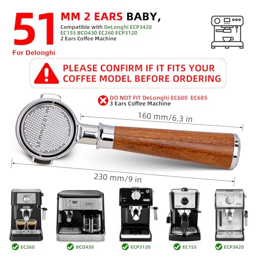 51mm Bottomless Portafilter 2 Ear f...