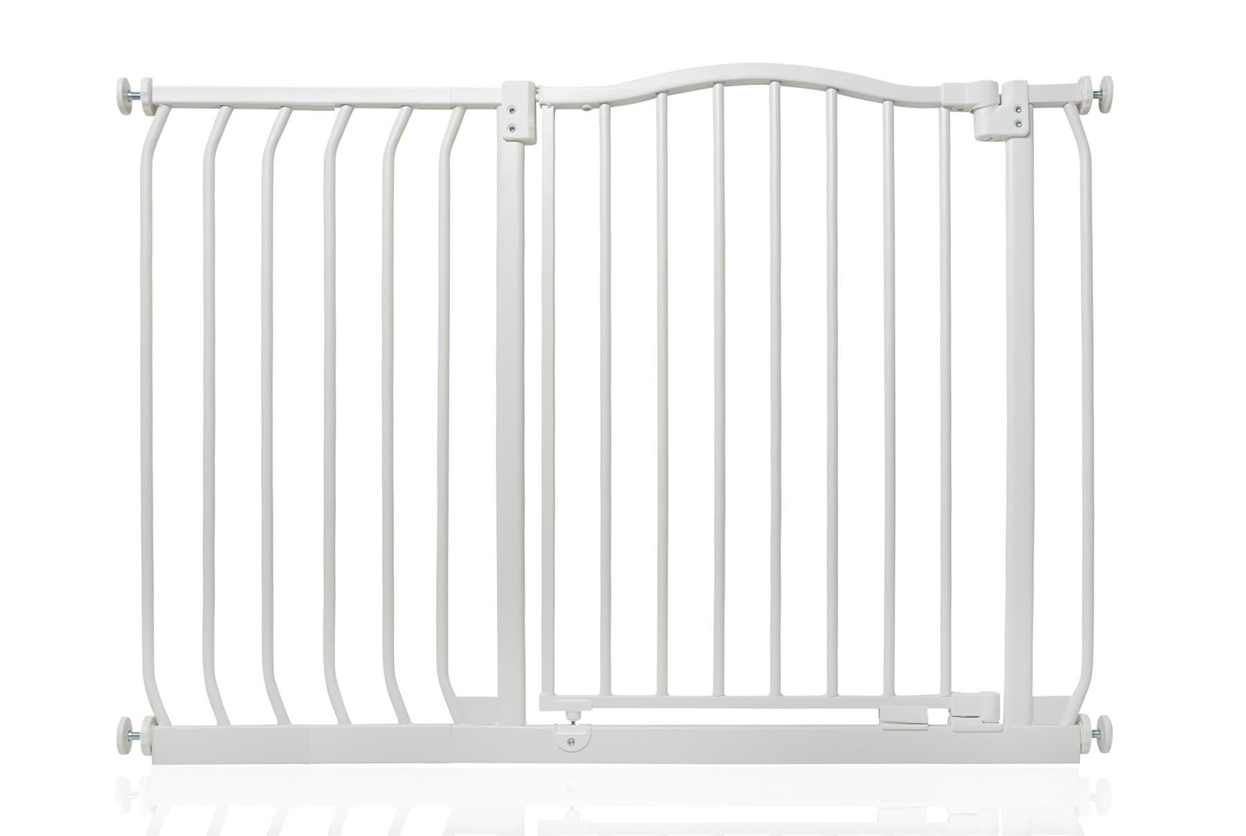 Safetots Curved Top Safety Gate, 98cm - 107cm, Matt White, Pressure Fit Stair Gate, Baby Gate for Doors Hallways and Spaces, Safety Barrier, Easy Installation