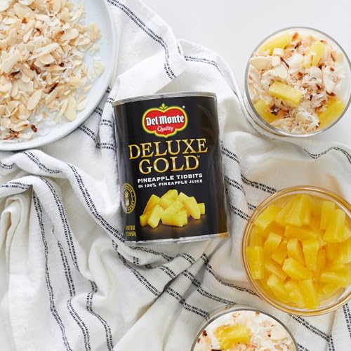 Del Monte Deluxe Gold Pineapple Tidbits in 100% Pineapple Juice, 20 oz Can (Pack of 12), Canned Fruit - Thumbnail 5
