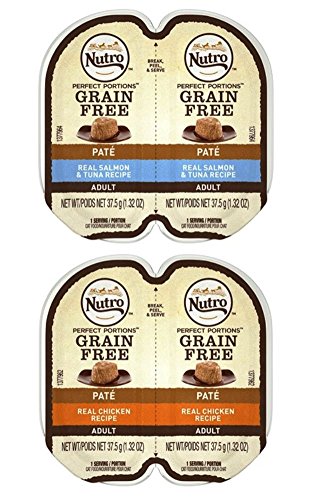 Nutro Perfect Portions Grain Free Soft Loaf Cat Food 2 Flavor 8 Can Variety Bundle, (4) Each: Salmon & Tuna, Chicken - 2.6 Ounces (8 Cans Total)