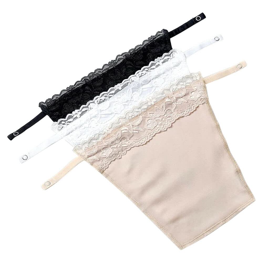 nyamah sales Women Lace Camisole Clip-on Quick and Easy Bra Insert Wrapped Chest Overlay Modesty Panel Black, Beige, White 3 PCS-picture-46