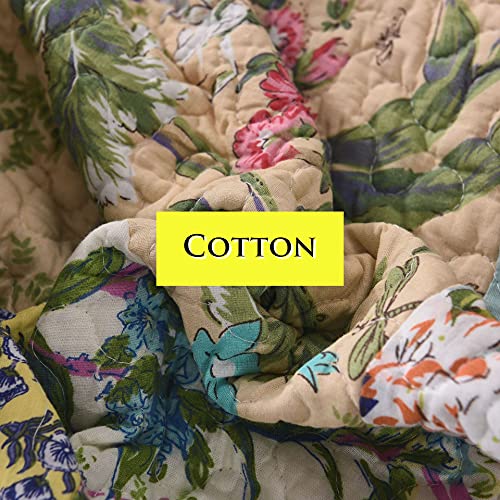Abreeze Lavender Green Comforter King Luxury Quilt Set Frosted Pastel Gardenia Bohemian Cotton Patchwork Quilted Coverlet Bedspread Set Green Purple Quilt King Patchwork Quilt #TOP5