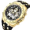 GOLDEN HOUR Luxury Military Sports Men's Watches Large Size Big Face 3ATM Waterproof, Stopwatch, Date and Date, Alarm, Luminous Digital Analog Wrist Watch with Rubber Band, gold, Digital #2
