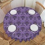 BEIANSHUO Round Tablecloths – Haunted The Mansion 60 Inches Tablecloth, Water-Resistant, Spill-Proof Cover for Dining, Kitchen, Wedding and Parties