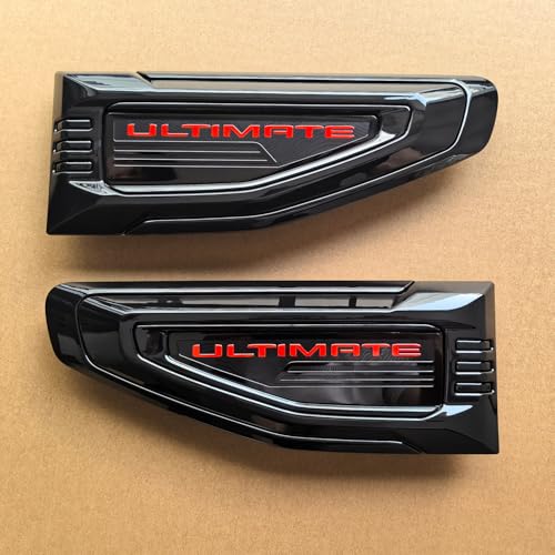 Image of 2pack OEM 2025 2026 Ultimate Vent Emblem Right Left 3D Badge Replacement for Yukon and Yukon XL Denali At4 85532392 85532398 (Gloss Black Red)