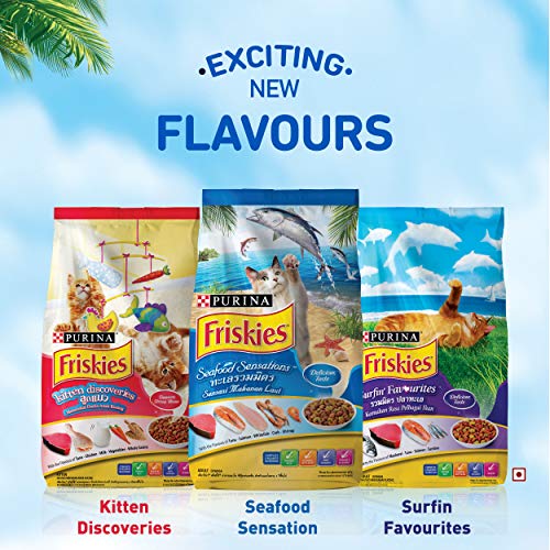 Image of Purina Friskies Purina FRISKIES Seafood Sensations Adult Cat Food, Tuna Salmon Whitefish Cran & Shrimp Flavours, 1.2kg Pack, 1.2 kg