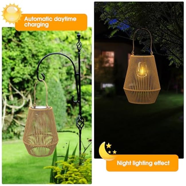 Solar Lanterns, KagoLing Solar Lanterns Outdoor Waterproof Hanging Solar Lights Outdoor Waterproof Solar Lamp Lights Decoration for Outside Garden,Yard,Patio,Porch,Trees,Lawn,Pathway Decor, 2 Pack