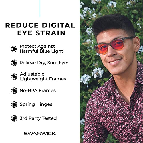Swanwick Blue Light Blocking Glasses For Women, Men. Sleep Aid. Anti Eyestrain Headache For Computer, Gaming, Tv, Phone Screen, Uv Glare. Crystal Night Swannies (Regular, Smoky Quartz) #TOP4