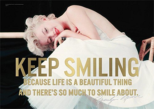 MIGHTYPRINT Marilyn Monroe – Keep Smiling – Life is Beautiful Quote - Unique 24" x 17" Wall Art – NOT Made of Paper - Movie Collectible MP24170153