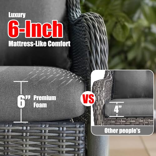 (Only Cushions) 6 Piece Sectional Replacement Cushion,5 Pieces PE Wicker Outdoor Patio Furniture Set Cushions,with Ottoman Rattan Patio Conversation Set Cushion(Dark Gray, 22 * 20in) - Image 3