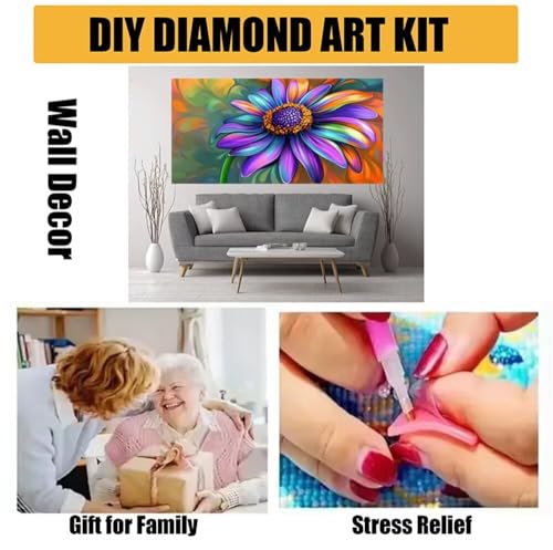 DIY peinture diamant fleur 5D grand format 60x120cm avec strass complet - 7