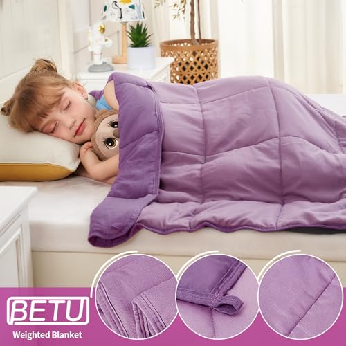 Purple Weighted Blanket Kids 10lbs, 40"x60", Twin Size Cooling Heavy Throw Blanket for 80-120lbs, Microfiber Soft Thick Big Blankets Weighted Comforter Breathable Gift for Sleeping